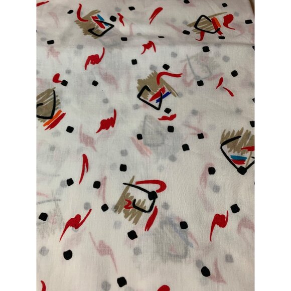 Vintage Abstract Pattern Cotton Fabric 1/2 yard 44" Wide Red & Black Accents - Picture 5 of 6